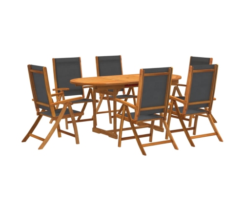 Juego comedor de jardín 7 pzas madera maciza acacia y textileno