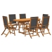 Juego comedor de jardín 7 pzas madera maciza acacia y textileno