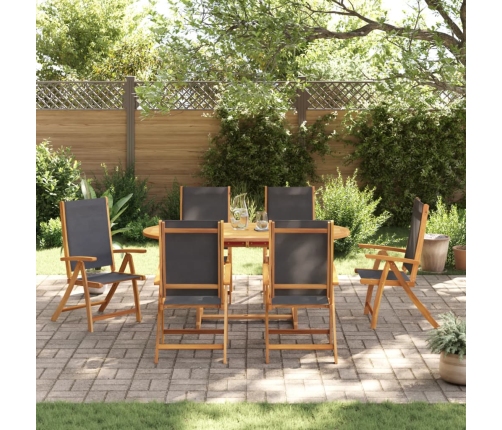 Juego comedor de jardín 7 pzas madera maciza acacia y textileno