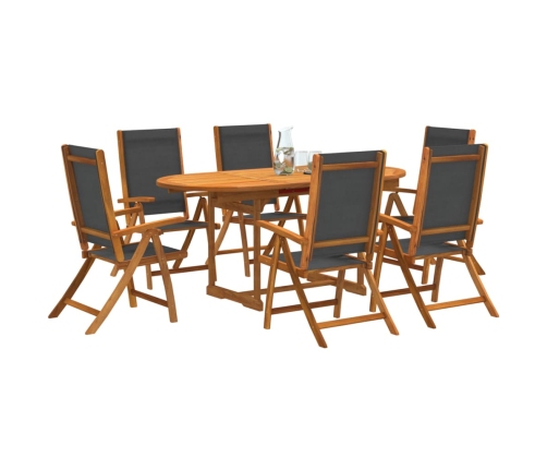 Juego comedor de jardín 7 pzas madera maciza acacia y textileno
