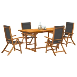 Juego comedor de jardín 5 pzas madera maciza acacia y textileno