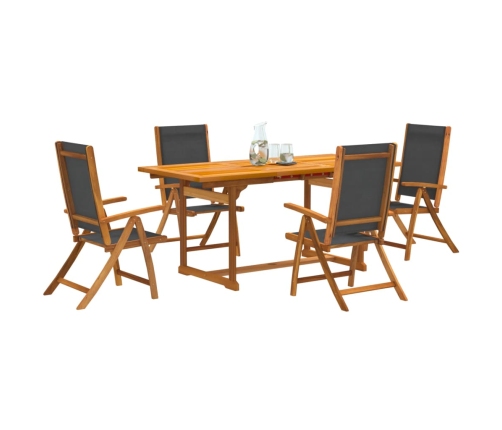 Juego comedor de jardín 5 pzas madera maciza acacia y textileno