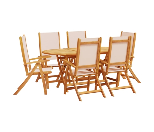 Juego comedor de jardín 7 pzas madera maciza acacia y textileno