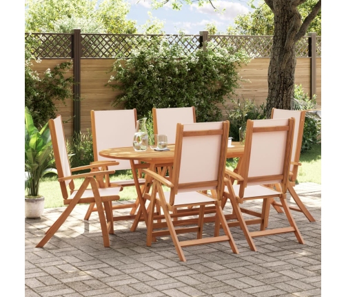 Juego comedor de jardín 7 pzas madera maciza acacia y textileno