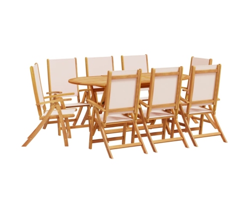 Juego comedor de jardín 9 pzas madera maciza acacia y textileno