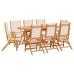 Juego comedor de jardín 9 pzas madera maciza acacia y textileno