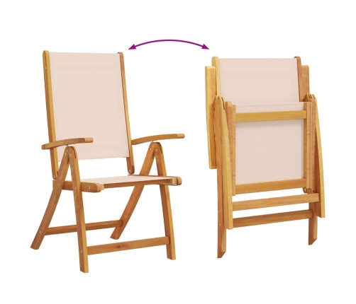 Juego comedor de jardín 9 pzas madera maciza acacia y textileno