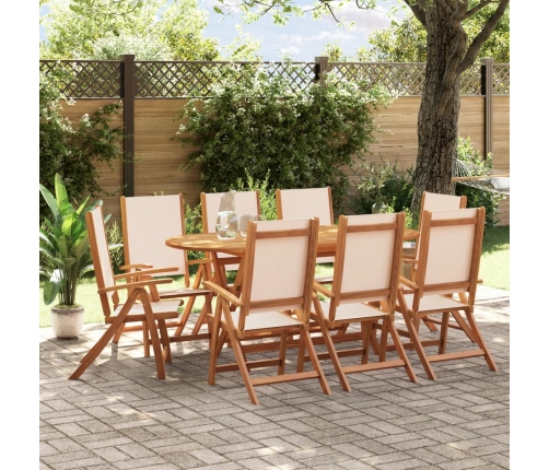 Juego comedor de jardín 9 pzas madera maciza acacia y textileno