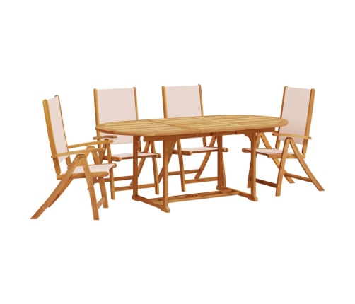 Juego comedor de jardín 5 pzas madera maciza acacia y textileno