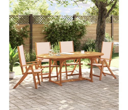 Juego comedor de jardín 5 pzas madera maciza acacia y textileno