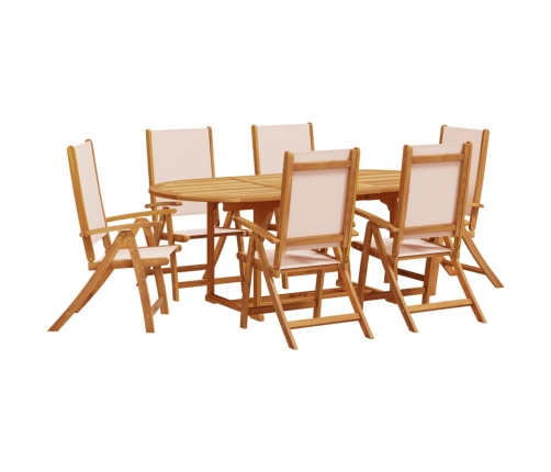 Juego comedor de jardín 7 pzas madera maciza acacia y textileno