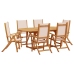 Juego comedor de jardín 7 pzas madera maciza acacia y textileno