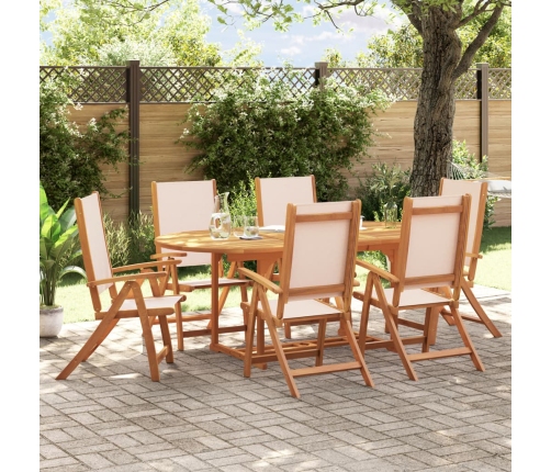 Juego comedor de jardín 7 pzas madera maciza acacia y textileno