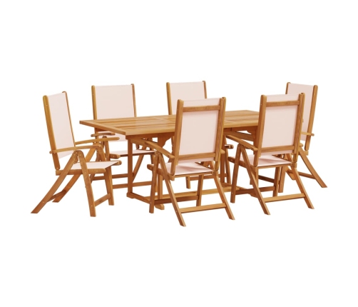 Juego comedor de jardín 7 pzas madera maciza acacia y textileno