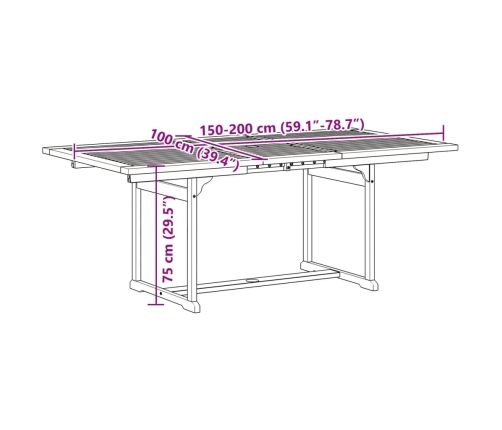 Juego comedor de jardín 7 pzas madera maciza acacia y textileno