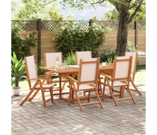 Juego comedor de jardín 7 pzas madera maciza acacia y textileno