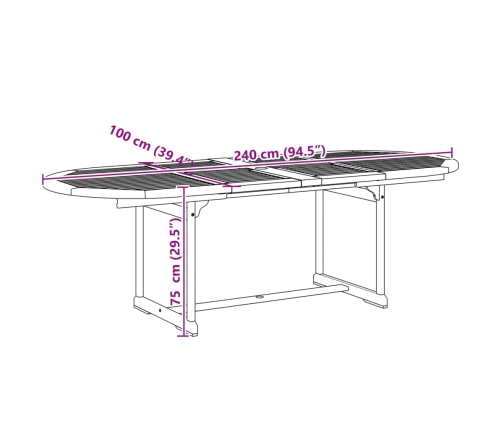Juego comedor de jardín 9 pzas madera maciza acacia y textileno