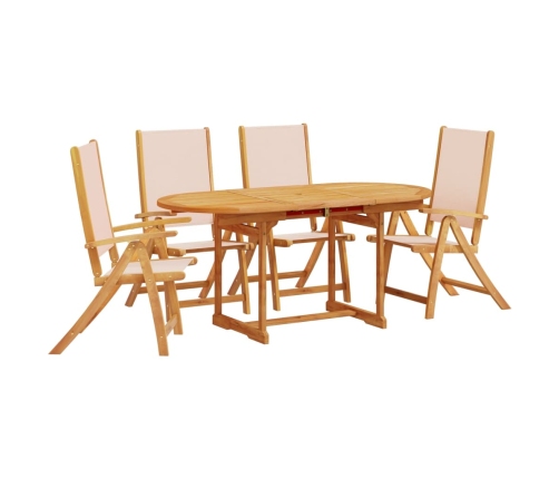 Juego comedor de jardín 5 pzas madera maciza acacia y textileno