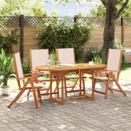 Juego comedor de jardín 5 pzas madera maciza acacia y textileno
