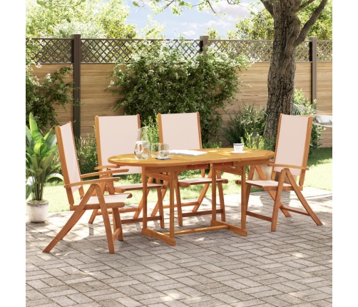 Juego comedor de jardín 5 pzas madera maciza acacia y textileno