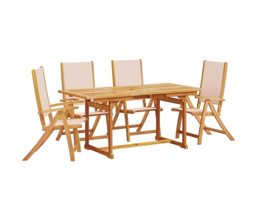 Juego comedor de jardín 5 pzas madera maciza acacia y textileno