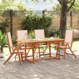 Juego comedor de jardín 5 pzas madera maciza acacia y textileno