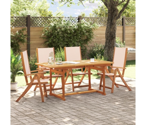 Juego comedor de jardín 5 pzas madera maciza acacia y textileno