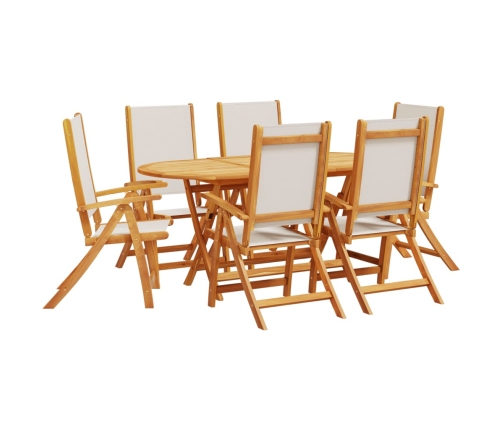 Juego comedor de jardín 7 pzas madera maciza acacia y textileno