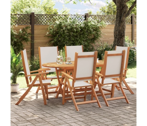 Juego comedor de jardín 7 pzas madera maciza acacia y textileno
