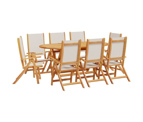 Juego comedor de jardín 9 pzas madera maciza acacia y textileno