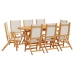 Juego comedor de jardín 9 pzas madera maciza acacia y textileno