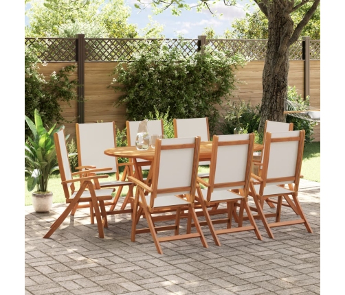 Juego comedor de jardín 9 pzas madera maciza acacia y textileno