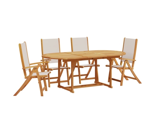 Juego comedor de jardín 5 pzas madera maciza acacia y textileno
