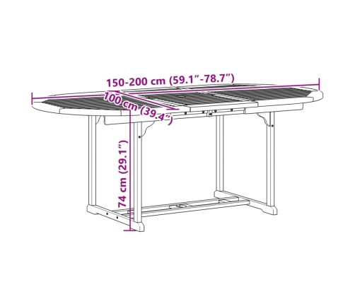 Juego comedor de jardín 5 pzas madera maciza acacia y textileno