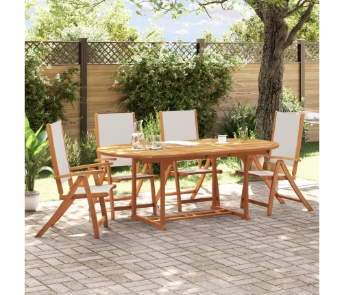 Juego comedor de jardín 5 pzas madera maciza acacia y textileno