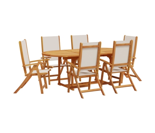 Juego comedor de jardín 7 pzas madera maciza acacia y textileno
