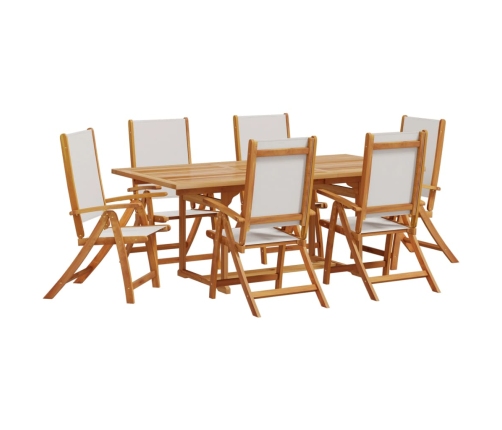 Juego comedor de jardín 7 pzas madera maciza acacia y textileno