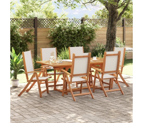 Juego comedor de jardín 7 pzas madera maciza acacia y textileno