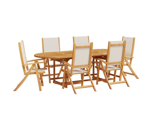Juego comedor de jardín 7 pzas madera maciza acacia y textileno