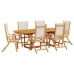 Juego comedor de jardín 7 pzas madera maciza acacia y textileno