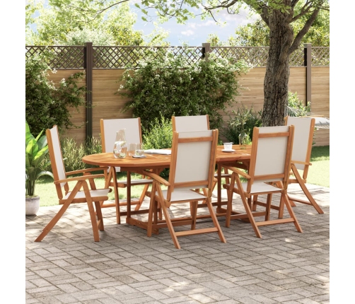 Juego comedor de jardín 7 pzas madera maciza acacia y textileno
