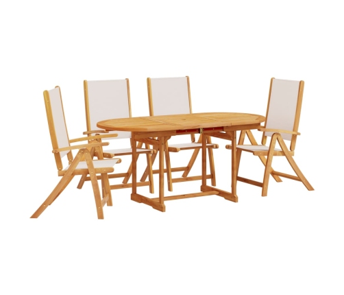 Juego comedor de jardín 5 pzas madera maciza acacia y textileno