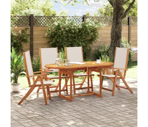 Juego comedor de jardín 5 pzas madera maciza acacia y textileno