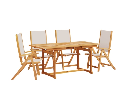 Juego comedor de jardín 5 pzas madera maciza acacia y textileno