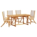 Juego comedor de jardín 5 pzas madera maciza acacia y textileno