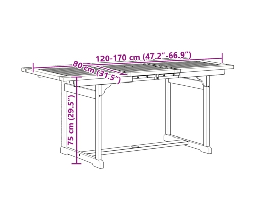 Juego comedor de jardín 5 pzas madera maciza acacia y textileno