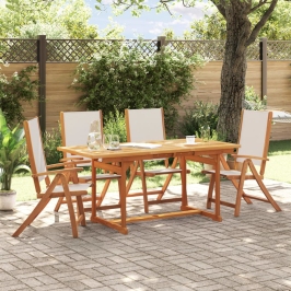 Juego comedor de jardín 5 pzas madera maciza acacia y textileno