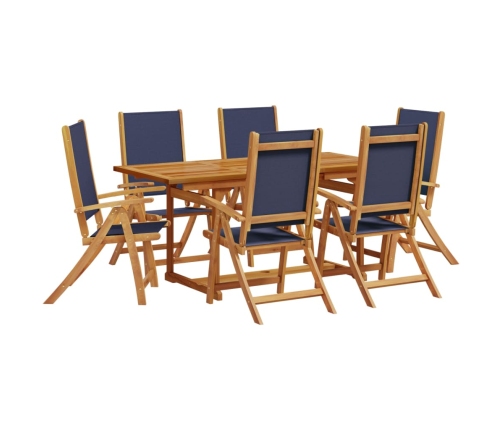 Juego comedor de jardín 7 pzas madera maciza acacia y textileno
