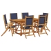 Juego comedor de jardín 7 pzas madera maciza acacia y textileno