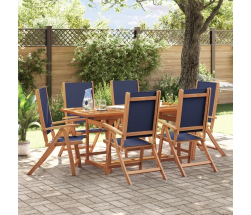 Juego comedor de jardín 7 pzas madera maciza acacia y textileno